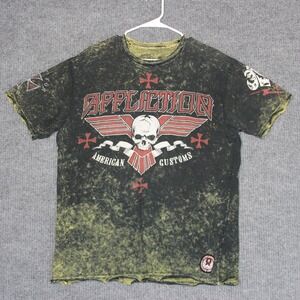 Affliction American Customs Skull T Shirt Mens Large Graphic Print Y2K Grunge